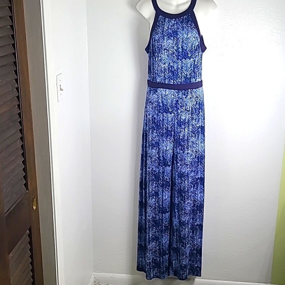 Andree One-piece Jumpsuit, Navy Blue & White Print, Navy Trim, Size Medium, NWOT - Picture 3 of 10